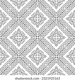 Vector pattern with symmetrical elements . Modern stylish abstract texture. Repeating geometric tiles from striped elements. Black and white pattern.