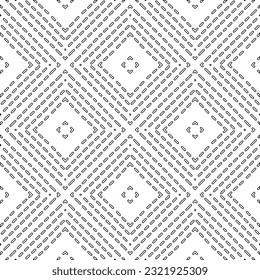 Vector pattern with symmetrical elements . Modern stylish abstract texture. Repeating geometric tiles from striped elements. Black and white pattern.
