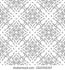 Vector pattern with symmetrical elements . Modern stylish abstract texture. Repeating geometric tiles from striped elements. Black and white pattern.