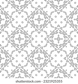 Vector pattern with symmetrical elements . Modern stylish abstract texture. Repeating geometric tiles from striped elements. Black and white pattern.
