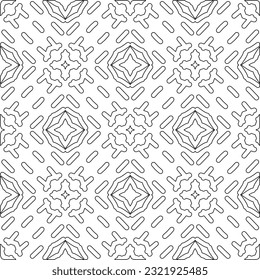 Vector pattern with symmetrical elements . Modern stylish abstract texture. Repeating geometric tiles from striped elements. Black and white pattern.
