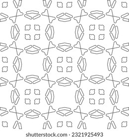 Vector pattern with symmetrical elements . Modern stylish abstract texture. Repeating geometric tiles from striped elements. Black and white pattern.
