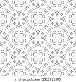 Vector pattern with symmetrical elements . Modern stylish abstract texture. Repeating geometric tiles from striped elements. Black and white pattern.