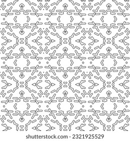 Vector pattern with symmetrical elements . Modern stylish abstract texture. Repeating geometric tiles from striped elements. Black and white pattern.