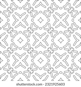 Vector pattern with symmetrical elements . Modern stylish abstract texture. Repeating geometric tiles from striped elements. Black and white pattern.