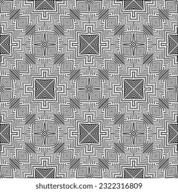 Vector pattern with symmetrical elements . Modern stylish abstract texture. Repeating geometric tiles from striped elements. Black and white pattern.
