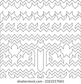 Vector pattern with symmetrical elements . Modern stylish abstract texture. Repeating geometric tiles from striped elements. Black and white pattern.