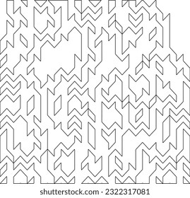 Vector pattern with symmetrical elements . Modern stylish abstract texture. Repeating geometric tiles from striped elements. Black and white pattern.