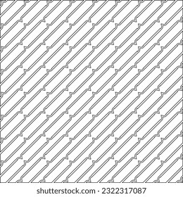 Vector pattern with symmetrical elements . Modern stylish abstract texture. Repeating geometric tiles from striped elements. Black and white pattern.