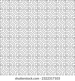 Vector pattern with symmetrical elements . Modern stylish abstract texture. Repeating geometric tiles from striped elements. Black and white pattern.