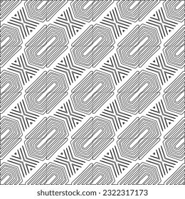 Vector pattern with symmetrical elements . Modern stylish abstract texture. Repeating geometric tiles from striped elements. Black and white pattern.