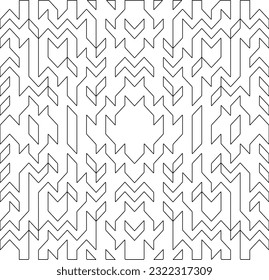 Vector pattern with symmetrical elements . Modern stylish abstract texture. Repeating geometric tiles from striped elements. Black and white pattern.