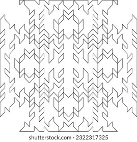 Vector pattern with symmetrical elements . Modern stylish abstract texture. Repeating geometric tiles from striped elements. Black and white pattern.