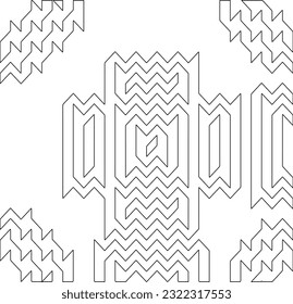 Vector pattern with symmetrical elements . Modern stylish abstract texture. Repeating geometric tiles from striped elements. Black and white pattern.