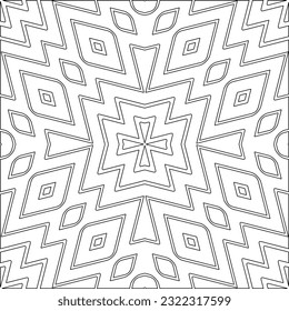 Vector pattern with symmetrical elements . Modern stylish abstract texture. Repeating geometric tiles from striped elements. Black and white pattern.