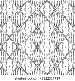 Vector pattern with symmetrical elements . Modern stylish abstract texture. Repeating geometric tiles from striped elements. Black and white pattern.