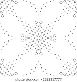Vector pattern with symmetrical elements . Modern stylish abstract texture. Repeating geometric tiles from striped elements. Black and white pattern.