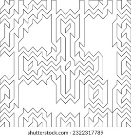 Vector pattern with symmetrical elements . Modern stylish abstract texture. Repeating geometric tiles from striped elements. Black and white pattern.