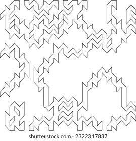 Vector pattern with symmetrical elements . Modern stylish abstract texture. Repeating geometric tiles from striped elements. Black and white pattern.