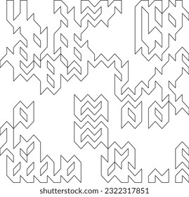 Vector pattern with symmetrical elements . Modern stylish abstract texture. Repeating geometric tiles from striped elements. Black and white pattern.