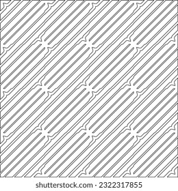 Vector pattern with symmetrical elements . Modern stylish abstract texture. Repeating geometric tiles from striped elements. Black and white pattern.