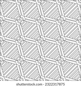 Patrón vectorial con elementos simétricos. Textura abstracta moderna y elegante. Baldosas geométricas repetidas de elementos rayados. Patrón blanco y negro.