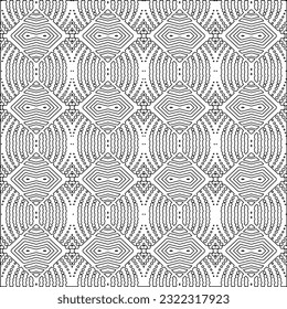 Vector pattern with symmetrical elements . Modern stylish abstract texture. Repeating geometric tiles from striped elements. Black and white pattern.