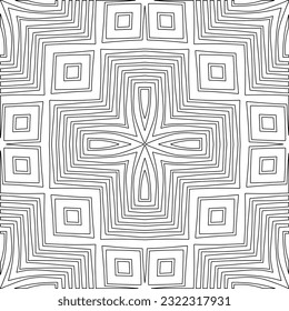 Vector pattern with symmetrical elements . Modern stylish abstract texture. Repeating geometric tiles from striped elements. Black and white pattern.