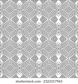 Vector pattern with symmetrical elements . Modern stylish abstract texture. Repeating geometric tiles from striped elements. Black and white pattern.