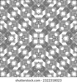 Vector pattern with symmetrical elements . Modern stylish abstract texture. Repeating geometric tiles from striped elements. Black and white pattern.