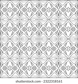 Vector pattern with symmetrical elements . Modern stylish abstract texture. Repeating geometric tiles from striped elements. Black and white pattern.