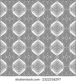 Vector pattern with symmetrical elements . Modern stylish abstract texture. Repeating geometric tiles from striped elements. Black and white pattern.