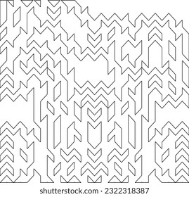 Vector pattern with symmetrical elements . Modern stylish abstract texture. Repeating geometric tiles from striped elements. Black and white pattern.
