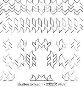 Vector pattern with symmetrical elements . Modern stylish abstract texture. Repeating geometric tiles from striped elements. Black and white pattern.