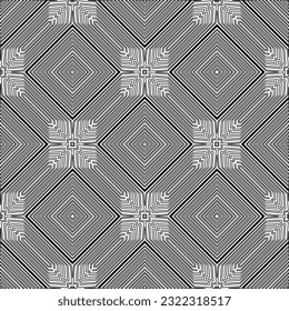 Vector pattern with symmetrical elements . Modern stylish abstract texture. Repeating geometric tiles from striped elements. Black and white pattern.
