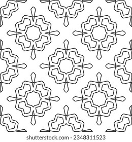 Vector pattern with symmetrical elements . Modern stylish abstract texture. Repeating geometric tiles from striped elements.Black and white pattern.