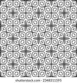 Vector pattern with symmetrical elements . Modern stylish abstract texture. Repeating geometric tiles from striped elements.Black and white pattern.