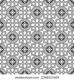 Vector pattern with symmetrical elements . Modern stylish abstract texture. Repeating geometric tiles from striped elements.Black and white pattern.