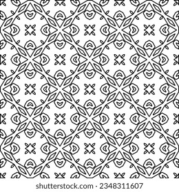 Vector pattern with symmetrical elements . Modern stylish abstract texture. Repeating geometric tiles from striped elements.Black and white pattern.
