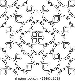 Vector pattern with symmetrical elements . Modern stylish abstract texture. Repeating geometric tiles from striped elements.Black and white pattern.