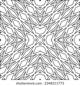 Vector pattern with symmetrical elements . Modern stylish abstract texture. Repeating geometric tiles from striped elements.Black and white pattern.