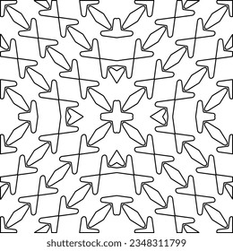 Vector pattern with symmetrical elements . Modern stylish abstract texture. Repeating geometric tiles from striped elements.Black and white pattern.