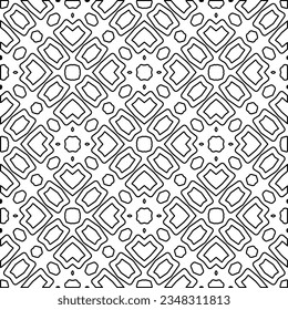 Vector pattern with symmetrical elements . Modern stylish abstract texture. Repeating geometric tiles from striped elements.Black and white pattern.