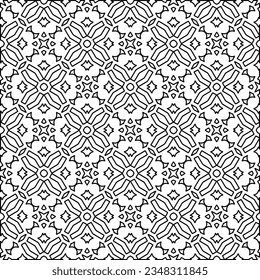 Vector pattern with symmetrical elements . Modern stylish abstract texture. Repeating geometric tiles from striped elements.Black and white pattern.