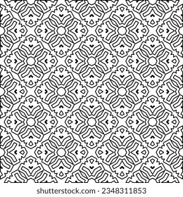 Vector pattern with symmetrical elements . Modern stylish abstract texture. Repeating geometric tiles from striped elements.Black and white pattern.