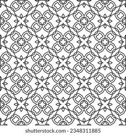 Vector pattern with symmetrical elements . Modern stylish abstract texture. Repeating geometric tiles from striped elements.Black and white pattern.
