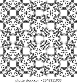 Vector pattern with symmetrical elements . Modern stylish abstract texture. Repeating geometric tiles from striped elements.Black and white pattern.