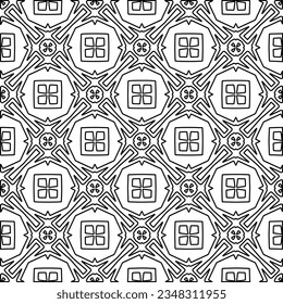 Vector pattern with symmetrical elements . Modern stylish abstract texture. Repeating geometric tiles from striped elements.Black and white pattern.