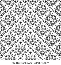 Vector pattern with symmetrical elements . Modern stylish abstract texture. Repeating geometric tiles from striped elements.Black and white pattern.