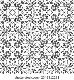 Vector pattern with symmetrical elements . Modern stylish abstract texture. Repeating geometric tiles from striped elements.Black and white pattern.